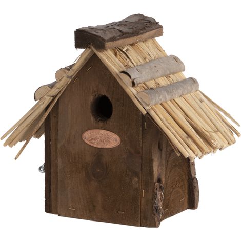 Nichoir pour Roitelet en bois et en paille - 13,8 x 19 x 20,7 cm - Marron - Livraison gratuite (1/5)