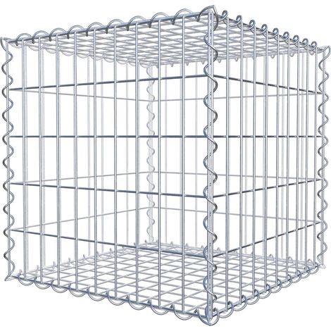Gabion 50 cm x 50 cm x 50 cm – Mailles 5 x 10 cm – Construction en fil de fer galvanisé – Résistance à la corrosion – Montage rapide avec spirales – Gabiona