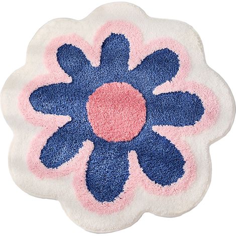 Imitation Cashmere Carpet Flower Shape Absorbent Thickened Doormat Sofa Coffee Table Area Rug for Home Living Room Bathroom 60 X 60cm (1/5)