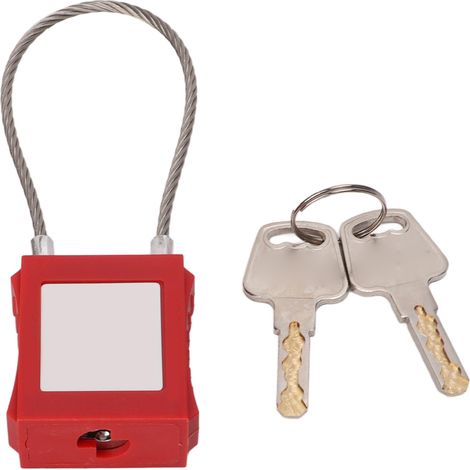 Ortviai Cadenas de Sécurité Électrique pour Maintenance avec Cable Inox 85mm et 2 Clés Rouge