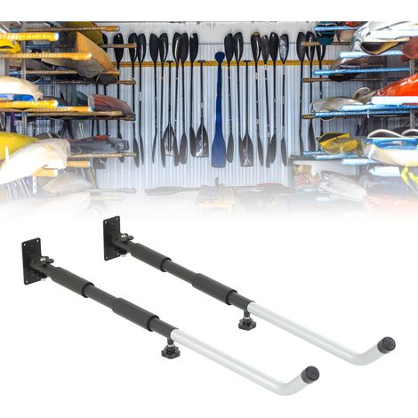 Support mural plat à tube courbé KY-OE08-S avec longueur extensible, adapté au rangement de boîtes à outils/valises/coffres de toit/canoës/kayaks/planches de surf, etc. (1/5)