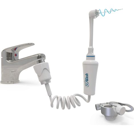 Jet dentaire SOWASH TRAVEL, Se connecte au robinet, Hydropulseur Dentaire Sans piles ni électricité, Tête Vortice avec Triple Jet Convergent + Adaptateur de Voyage Addy, Produit italien (1/5)