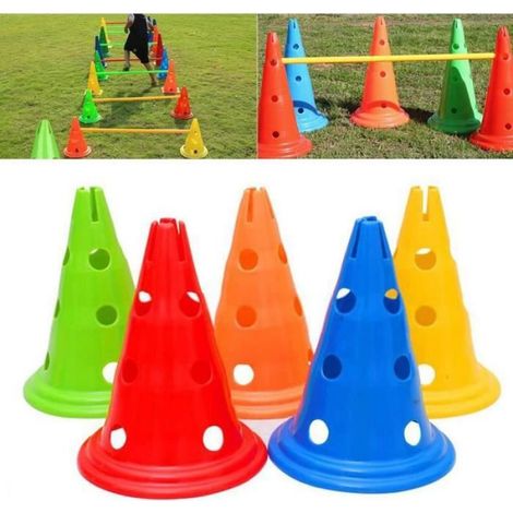Cônes Dentraînement Football - PE - 20 x 30 cm - Rouge Jaune Bleu Vert Orange - Pour Entraînement Football Équitation et Sports Collectifs - 5 Pièces (1/4)