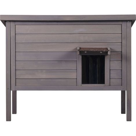 Maison extérieure pour chats, abri imperméable multi-chats, bois isolé mousse, toit ouvert, rabats PVC, 86x56x69 cm (1/5)