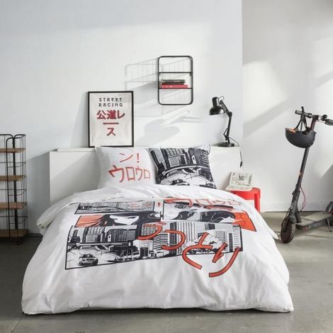 Bedding set - TODAY - JAVA - 2 people - 240x220 cm - Cotton - Manga print - White (1/4)
