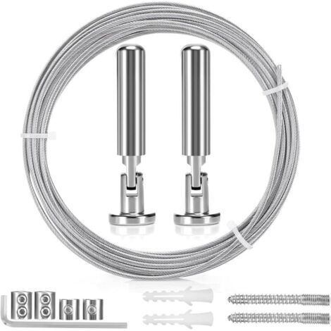 Kit asta per tende da 5 m, cavo per tende in acciaio, filo in acciaio inossidabile per appendere foto, tende da doccia, corda per tende, decorazione murale per cameretta. (1/4)