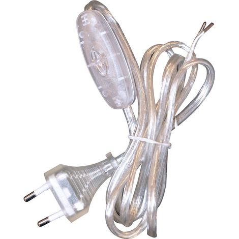 Tibelec 163900 - Cavo d'alimentazione con presa elettrica/interruttore, colore: Trasparente