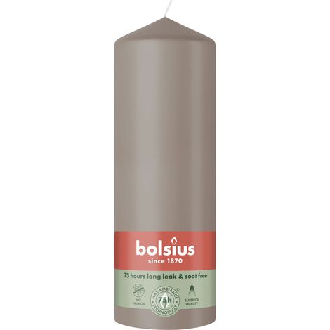 Bolsius Stumpenkerze helles taupe 20 cm Ø 6,8 cm Stumpenkerze