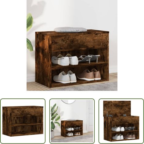 Schuhregal Holz - Schuhbank Räuchereiche 60x30x45 cm Holzwerkstoff (1/5)