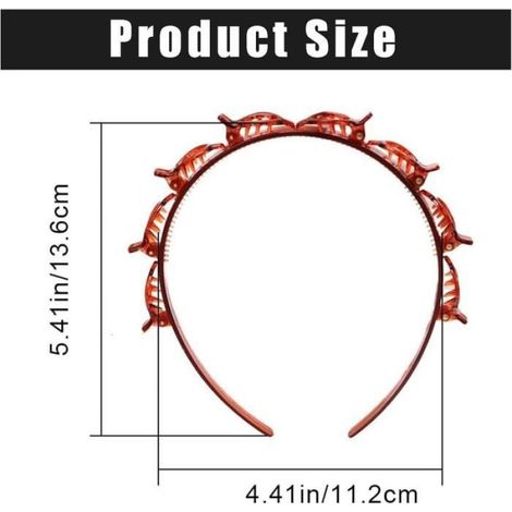 Serre-Tete Pince - Barrette Cheveux - Pour Frange Et Coiffures Tendance - Unisexe - 13,7 x 11,2 cm - Noir + Brun - 1 Pièce (1/4)