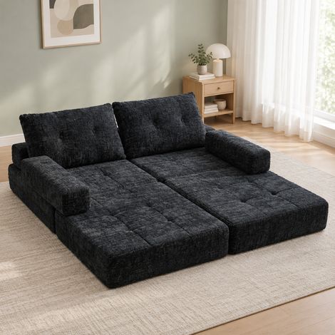Sofá cama plegable de chenilla 79x180 cm OKMYHOME