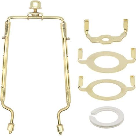 Kit d'abat-jour harpe 20,3 cm réglable en hauteur support en métal avec plusieurs adaptateurs pour compatibilité avec différents supports d'ampoule y compris convertisseur E14 (doré) (1/5)