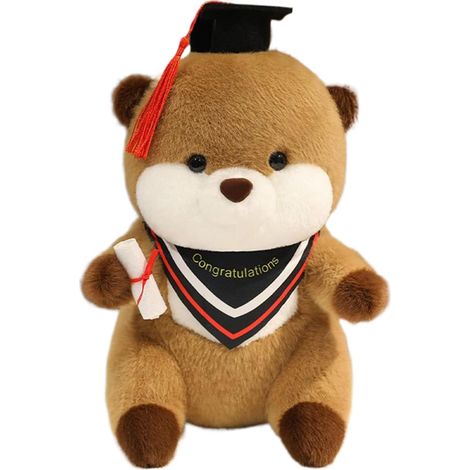 Peluche Diplômée,Ornement de Collection de Loutres Douces Peluche Animale avec Chapeau Étudiant et Diplôme pour Chambre Fête Saint-Valentin Noël Décor (1/5)