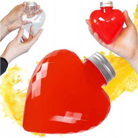 Bottiglia per Succo Acqua Alcol Regalo Caramelle BOTTIGLIA DECORATIVA CUORE 300ml (1/5)
