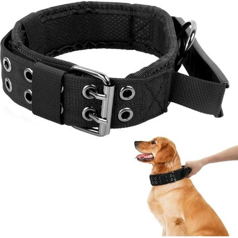 Tactical Dog Collar with Control Handle, Military Adjustable Padded Dog Collar, Nylon Dog Collar with Metal Buckle for Training Medium Dogs M(35-45) MUMU (1/4)