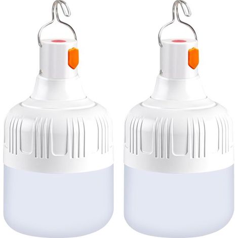 2 linternas LED para camping, potente lámpara de camping recargable por USB, lámpara portátil impermeable para tiendas de campaña, pescar (1/4)