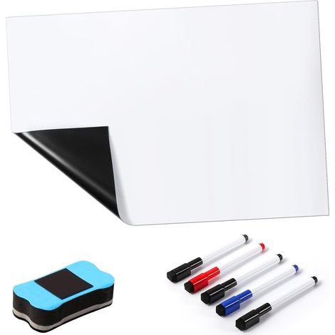 Tableau Blanc Magnétique A3 - 1 Unité - Acier - Effaçable à Sec - Cuisine et Bureau - 42x29,3cm (1/5)