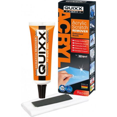 Kit efface rayures acrylique et plexiglas – Produit de polissage Quixx – Chiffon professionnel et papier de verre 1500 inclus