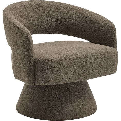 Fauteuil pivotant en tissu chenille taupe FEDOTE (1/4)
