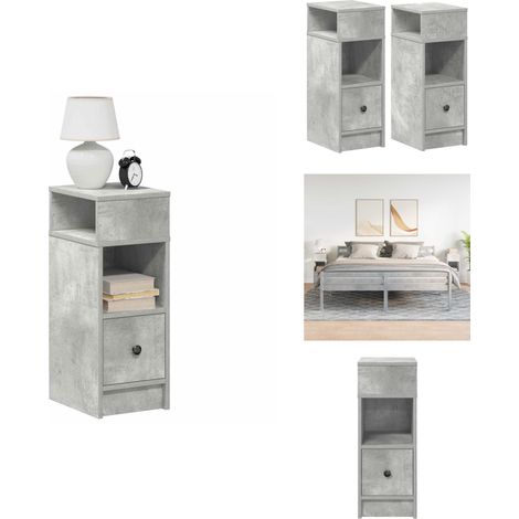 Tables de chevet 2 pcs avec tiroir gris béton 25x31x66 cm - Table De Chevet - Tables De Chevet -table D'appoint - Table De Nuit (1/5)