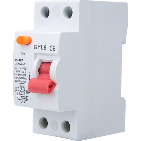Disjoncteur différentiel 2P, protection contre les courants de fuite pour équipements électriques, 25A/40A/63A, 230VAC, 40A.