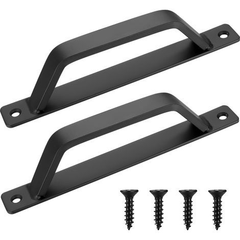Lot de 2 poignées de porte coulissante en forme de D - 200 mm - Pour garage, abri de jardin, porte, armoire, armoire - Accessoires de porte (1/4)