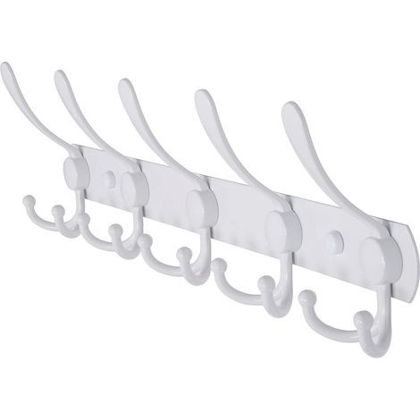 Porte-Manteau Mural - 5 Crochets Tri, Robuste, Acier Inoxydable, Porte-Manteau Métallique Pour Porte-Manteau Chapeau Serviette Sac À Main Robesentrée De Salle De Bain, Blanc (1/5)