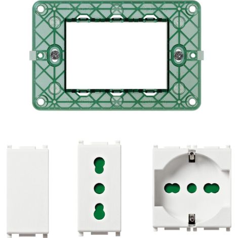 Kit aprile 2025 prese supporti e coprifori Bianco Vimar Plana 14999.22
