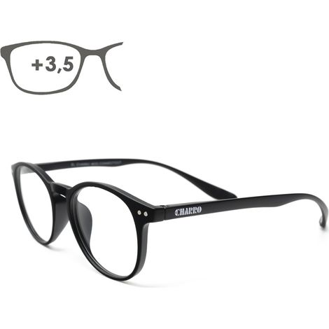 Schwarze Connecticut-Lesebrille, Vergrößerung +3,5 Bügel, zum Umhängen um den Hals (1/3)