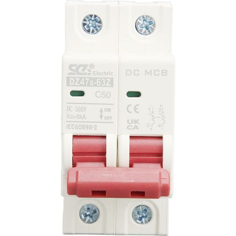Disjoncteur DC 2P 50A 500V, protection surcharge et court-circuit, conception modulaire pour panneaux photovoltaïques (1/5)