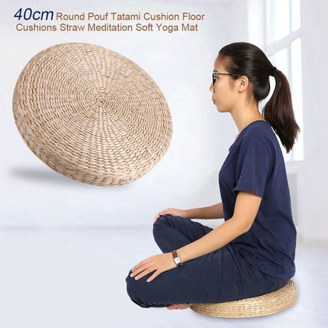 Pouf rond de 40cm, coussin de Tatami, coussins de sol, tapis de Yoga doux de méditation en paille (1/5)