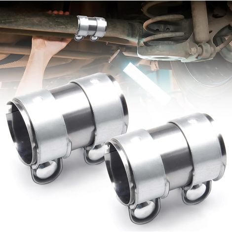 Collier Echappement, Manchon Echappement, Ø 55mm x 95mm, Boîte D'échappement à Double Boîte Pince de Tuyau D'échappement Pince Universelle en Acier Inoxydable (1/5)