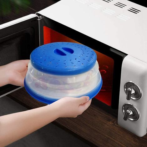 1 Couvercle microonde pliable, poignée anti-brûlure, passoire intégrée, protection antiéclaboussures, cuisine maison