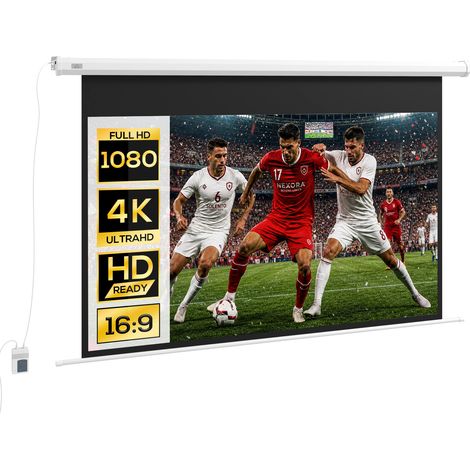 Écran de projection - HOMCOM - 120 pouces 16:9 4K HD motorisé électrique mural plafond - acier - blanc