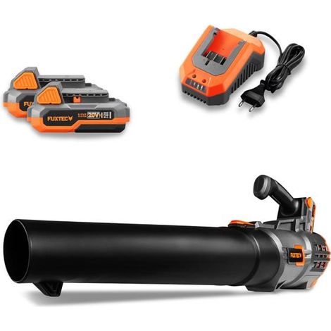 [NEUWERTIG] FUXTEC Akku Laubbläser 20V FX-E1LB20 – Inklusive 2 x Li-Ion 2Ah-Akku und 2,4A Ladestation - Laubgebläse zum Entfernen von Laub für Garten, Gehweg und Einfahrt – Leise – bis 38m/s (1/5)