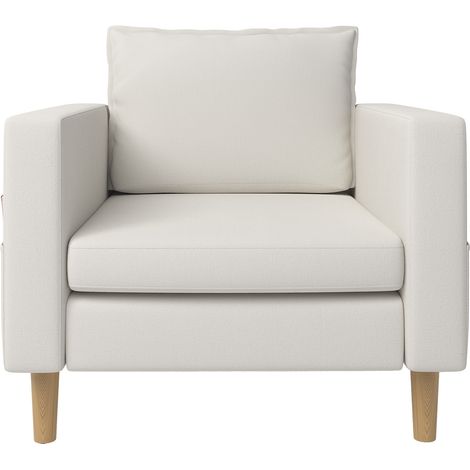 ELVMI Sillón con bolsillo lateral, cojín de respaldo, Chenille, Beige (1/5)