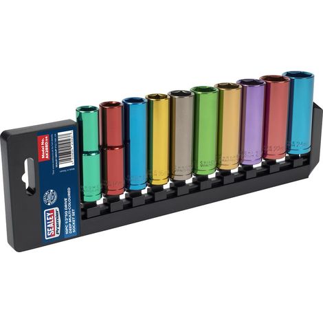 Sealey AK288D Premier Deep Multi-Coloured Socket Set 1/2""Sq Drive 10pc