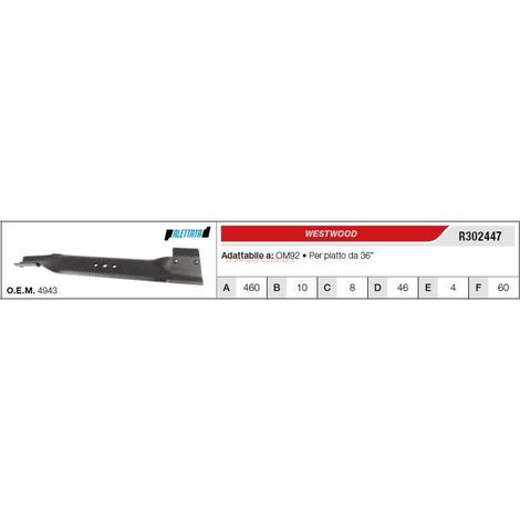 WESTWOOD Rasentraktor Rasenmähermesser Mähmesser OM92 R302447