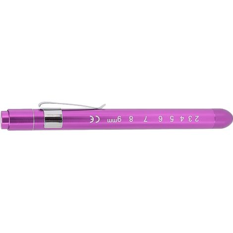 Lampe stylo LED violette pour infirmiers, clip blanc, tête convexe, réutilisable, format poche, torche lumineuse compacte. (1/5)