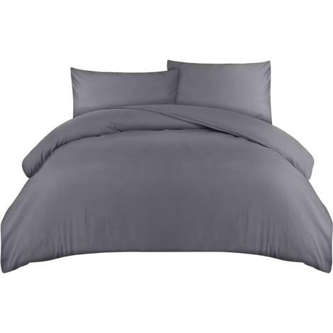 Set copripiumino 220x240 cm con 2 federe 50x75 cm (grigio) - Set biancheria da letto 220 x 240 cm - Set copripiumino in morbida microfibra spazzolata (1/5)