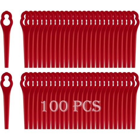 Lame di ricambio in plastica per tosaerba - Lame resistenti per tagliasiepi - Confezione da 100 - Compatibili con i modelli Einhell e ideali per la manutenzione del giardino. (1/5)