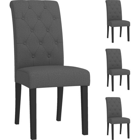 Lot de 4 chaises de Salle à Manger HOMCOM - Chaise de salle à mange - Lin - 47x61x101cm - Noir (1/5)