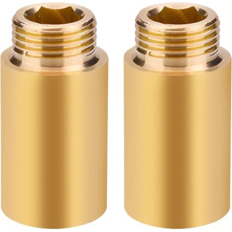 Lot de 2 rallonges de robinet - 1/2" x 40 mm - Rallonge filetée DN15-1/2" IG x 1/2" AG - Raccord d'extension en laiton 40 mm - Rallonge de raccordement pour eau potable et installation de chauffage (1/5)