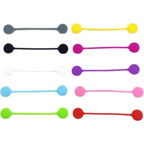 Herbruikbare siliconen kabelbinders met magneet - Multifunctioneel ontwerp: geschikt voor het ordenen van kabels, als boekenlegger en als koelkastmagneet - Assortiment in verschillende kleuren (1/4)