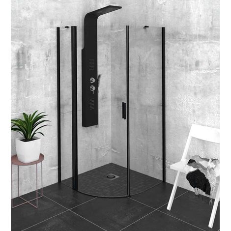 Polysan Zoom - Cabina doccia Black 90x90 cm, sinistra, nero opaco/vetro chiaro ZL2615BL (1/5)