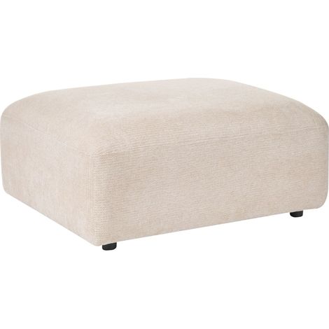 Pouf rettangolare imbottito in tessuto, elemento modulare in bouclé beige chiaro Hede (1/5)