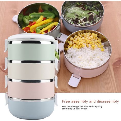 Tragbare Edelstahl-Lunchbox, Bento-Box, Lebensmittelbehälter (4-lagig, 2800 ml) (1/5)