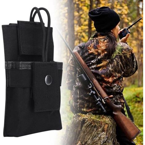 Portable Nylon Walkie Talkie sac Poche Radio Titulaire Cas De plein air Sports Noir (1/4)