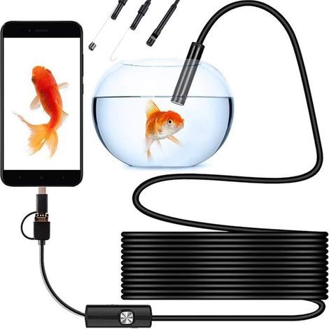 Wasserdichte HD-Endoskop-Inspektionskamera mit IP67 und 6 LEDs, Typ-C- und USB-Inspektionskamera mit Haken, Leuchten und LEDs für Android-Smartphones (1/5)