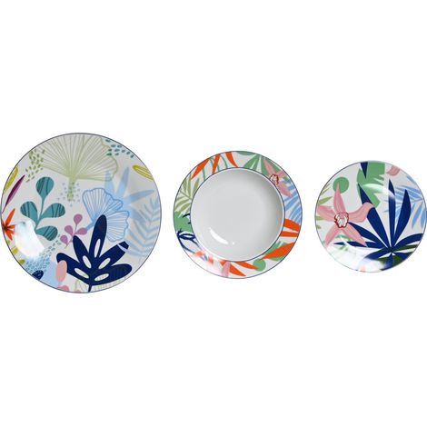 DKD Home Decor Set de Vaisselle Porcelaine Bleu Vert (1/5)